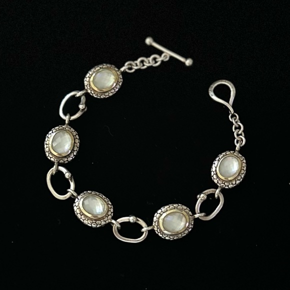 Michael Dawkins .925 Sterling Silver and Mother of Pearl Link Bracelet - Picture 3 of 9